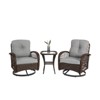 VisioGear 3 Pieces Patio Swivel Rocker Seating Sets with Thickened Cushions and Glass Coffee Table for Backyard, Grey, 25.1"*28.76"*33.8" - 2 of 4