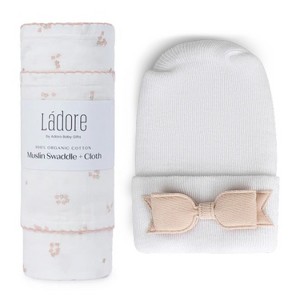 La’dore Organic Baby Swaddle, Burp Cloth & Hospital Hat Set – Soft Muslin Wrap and Newborn Hat – Breathable, Gentle Cotton Baby Essentials - 1 of 4