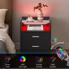 Nightstand LED Night Stand with 2 Drawers, Smart End Side Table with LED Lights and Glass Top, Modern Bedside Table with Open Storage - 4 of 4