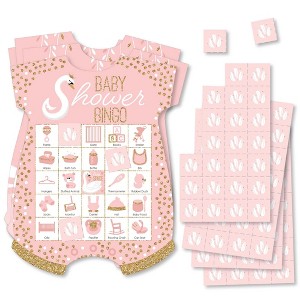Big Dot of Happiness Swan Soiree - Picture Bingo Cards and Markers - White Swan Baby Shower Shaped Bingo Game - Set of 18 - 1 of 4