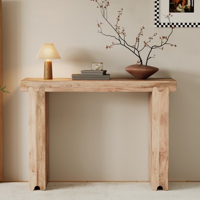 Whisen Minimalist Farmhouse Mango Wood Console Table & Entryway Table with Thickened Tabletop