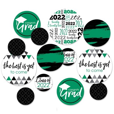 Big Dot of Happiness Green Grad - Best is Yet to Come - 2022 Graduation Party Giant Circle Confetti - Green Grad Party Décor - Large Confetti 27 Count