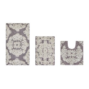 Medallion Collection 3 Piece 100% Cotton Tufted Bathroom Rug Set  with Non-Slip Backing, Machine Washable, Tumble Dry Bath Mat - 1 of 4
