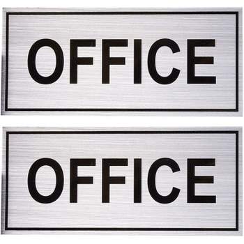 2-Pack Office Signs - Office Wall Plates, Self-Adhesive Aluminum Office Signage for Wall or Door, Silver - 7.87 x 3.6 inches