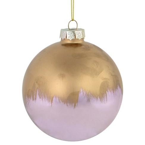 Blown glass Christmas bauble 80 mm purple blue rhinestones