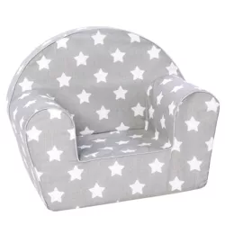 Delsit Lightweight Toddler and Kid Sized Frameless Foam Chair with Removable Cover for Bedrooms, Playrooms, and Living Rooms, Grey with White Stars