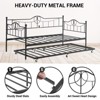 Twin Daybed with Trundle Bed, Black Daybed with Backrest, Bed Frame with Pull-Out Trundle, Heavy Duty Steel Slats Supports, for Guest Room - 2 of 4