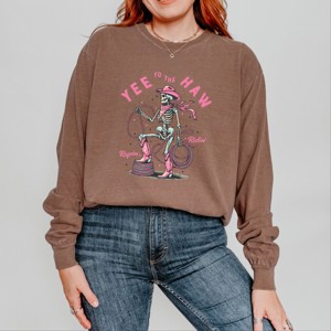 Simply Sage Market Yee To The Haw Skeleton Garment Dyed Long Sleeve - 1 of 4