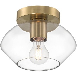 Possini Euro Design Gustin Modern Ceiling Light Semi Flush-Mount Fixture 8 3/4" Brass Clear Glass for Bedroom Kitchen Living Room - 1 of 4