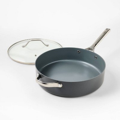 5qt Nonstick Ceramic Coated Aluminum Saute Pan Dark Gray - Figmint™