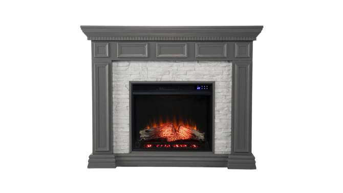 Brothye Fireplace with Faux Stone Gray - Aiden Lane, 2 of 14, play video