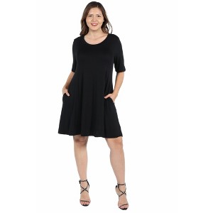 Plus Size Knee Length Pocket T Shirt Dress - 24seven Comfort Apparel™ - 1 of 4