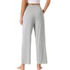 INSPIRE CHIC Women's Cotton Stretchy Elastic Waist Straight Wide-Leg Pajama Pants with Pockets - 3 of 4
