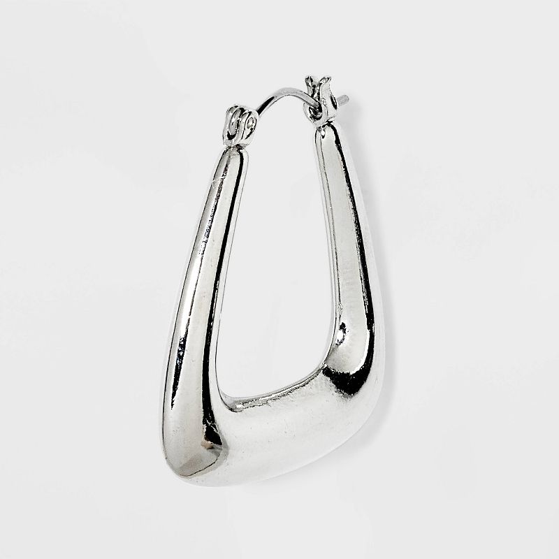 Puffy Squared Hoop Earrings - Universal Thread&#8482; Silver, 3 of 4