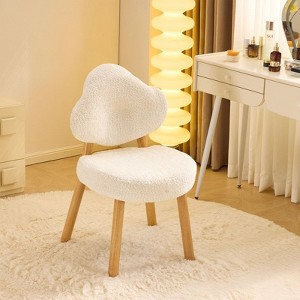 modern dressing table chair Modern White Teddy Velvet Vanity Stool Backless Makeup Accent Chair