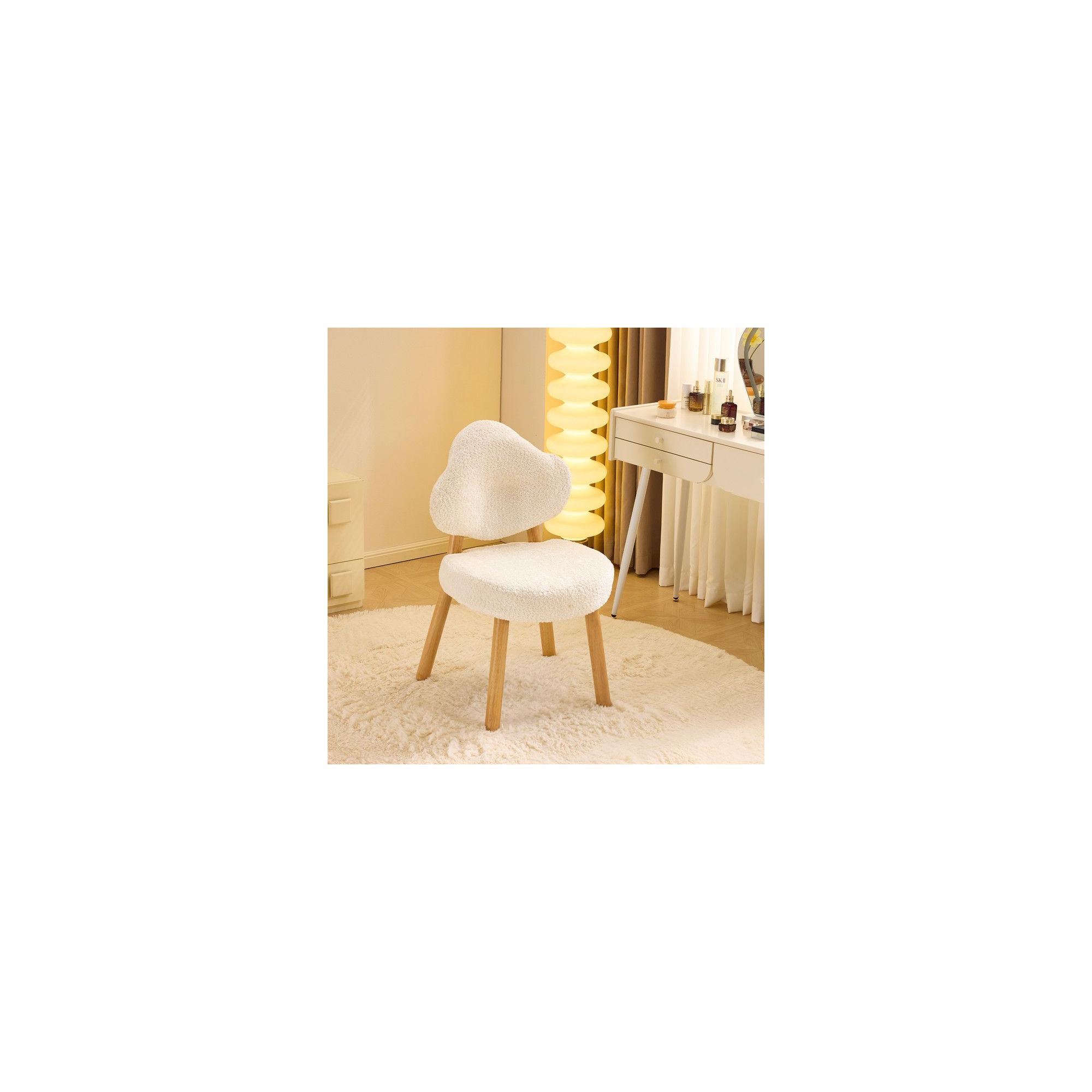 Cloud Puff Soft Accent Chair with Wooden Legs – Modern Vanity & Lounge Chair