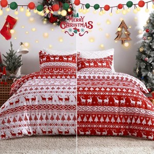 Christmas Duvet Cover Set, 3 Piece Cute Reversible Bedding with 2 Pillow Sham, Soft Quilt Comforter Cover for Bedroom Guest Room Decor - 1 of 4
