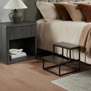 Kings Brand Furniture Axel Step Stool – Wood and Metal, 2-Step Compact Utility Ladder for Kitchen, Closet, Living Room, Home Use - 1 of 3