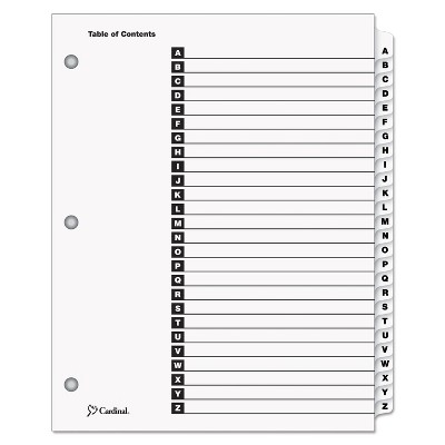 Cardinal Traditional OneStep Index System 26-Tab A-Z Letter White 26/Set 60213