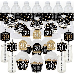 Big Dot of Happiness Adult 30th Birthday - Gold - Birthday Party Favors and Cupcake Kit - Fabulous Favor Party Pack - 100 Pieces - 1 of 4