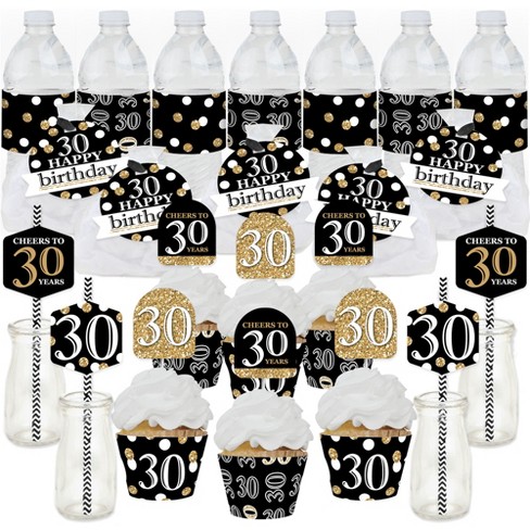 Big Dot of Happiness Adult 30th Birthday - Gold - Birthday Party Favors and Cupcake Kit - Fabulous Favor Party Pack - 100 Pieces - image 1 of 4