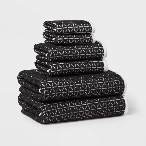 Threshold Quick Dry Ribbed Wash Cloths Hand Towels - Washed Black