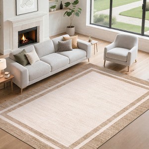 Rugs for Living Room Bedroom Washable Bordered Area Rug Non-Slip Modern Rugs Border Floor Carpet - 1 of 4