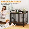 Wooden Dog Crate Furniture, Modern End Table with Adjustable Feeder, 360-Degree Wheels and Storage Shelf, Heavy-Duty Pet Kennel for Medium Dogs, Brown - 3 of 4