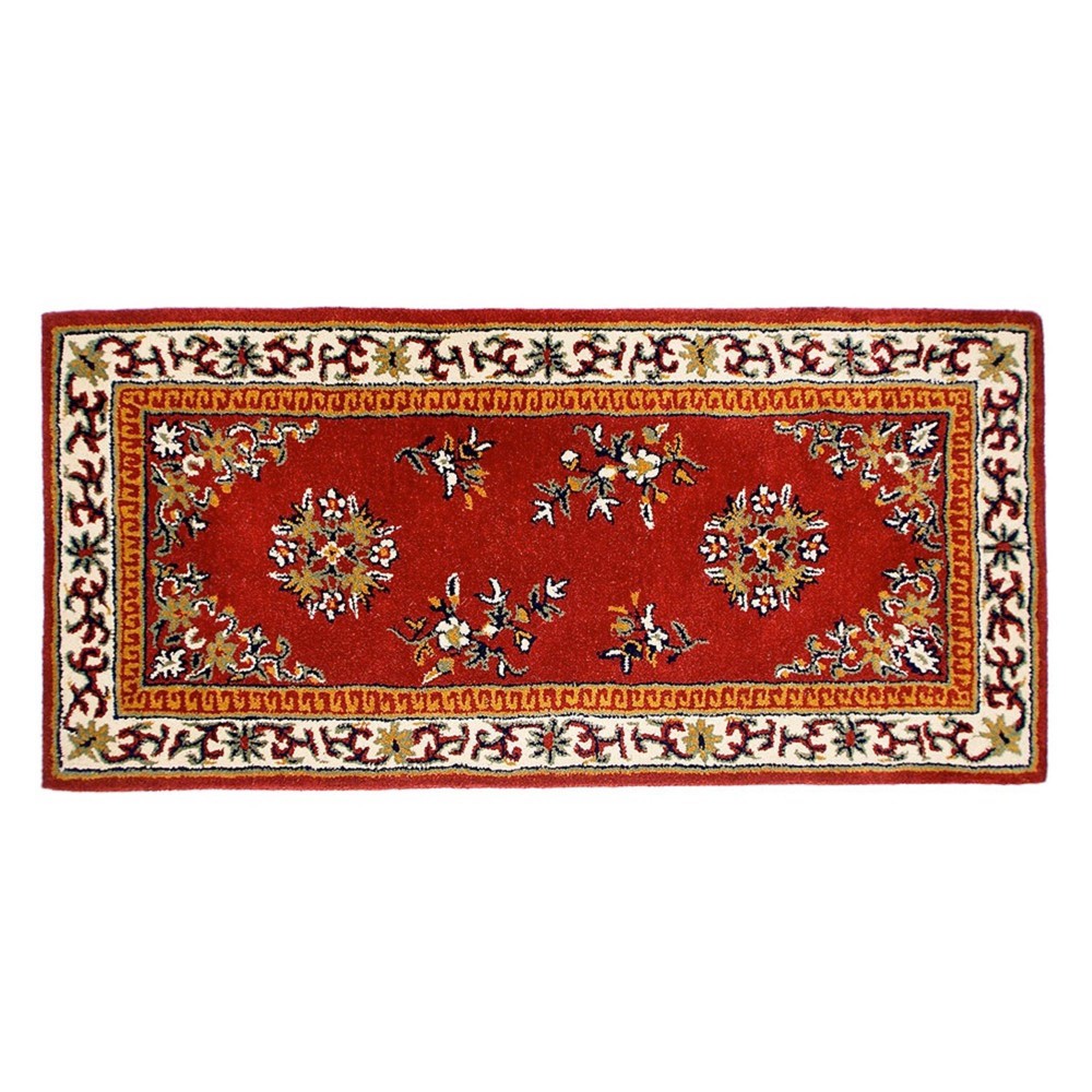 Photos - Area Rug ACHLA Designs 26"x56" Oriental Handmade Woven Hearth Rug Burgundy: Geometric Pattern, Wool, Indoor Use