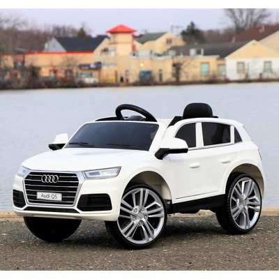 First Drive Audi Q5 Kids Electric Ride On Toy Luxury SUV for Kids Ages 3-6 Years with Remote Control, Headlights, Aux Cord, and Horn, White