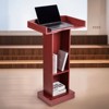 VEVOR Podium Stand, 41-Inch Wooden Lectern, Laptop Desk with Wide Reading Surface and Storage Shelf, Edge Stopper, Elegant Design, Brown - 2 of 4