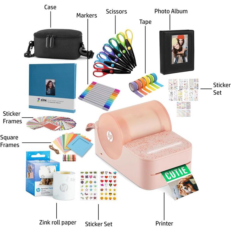 HP Sprocket Panorama Label Printer & Photo Printer Craft Bundle - Pink, 6 of 10