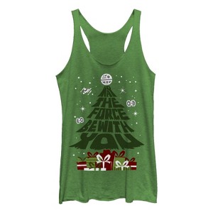 Women's Star Wars Christmas Gifts Be With You Racerback Tank Top - 1 of 3