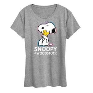 Women's - Peanuts - Snoopy And Woodstock Short Sleeve Graphic T-Shirt - 1 of 4