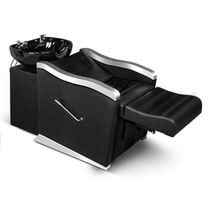 Karl Home Black Salon Shampoo Bowl and Chair Backwash Unit with Ceramic Wash Bowl - 1 of 4