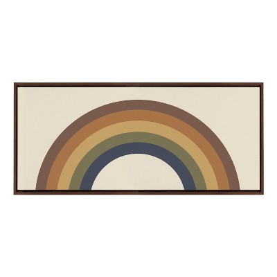 18" x 40" Sylvie Retro Rainbow by the Creative Bunch Studio Framed Wall Canvas Brown - Kate & Laurel All Things Decor