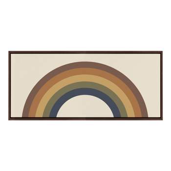 18" x 40" Sylvie Retro Rainbow by the Creative Bunch Studio Framed Wall Canvas Brown - Kate & Laurel All Things Decor
