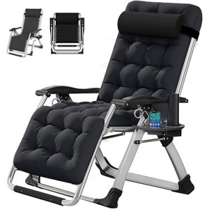 Docred Zero Gravity Chair with Cushion, Cup Holder & Headrest for Lawn, Patio & Pool – Standard & Oversized, Single & 2-Pack Options - 1 of 4