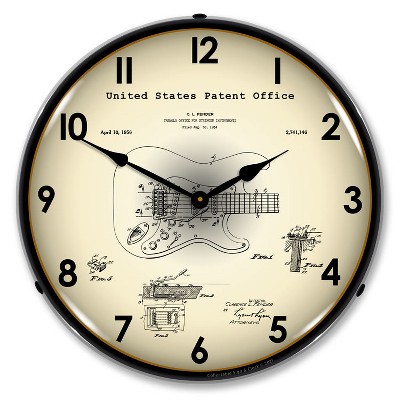 Collectable Sign & Clock | Fender 1954 Patent LED Wall Clock Retro/Vintage, Lighted