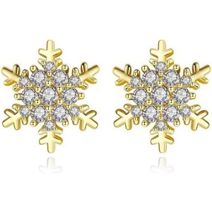 14K Gold Christmas Earrings Set, Snowflake & Stocking Designs for Holiday Party Favors. - 1 of 4