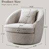 YOUNIKE Swivel Accent Chair Round Barrel Chair 24'' Seat Width Boucle Velvet Arm Chair Upholstered Single Sofa with Lumbar Pillow - 3 of 4