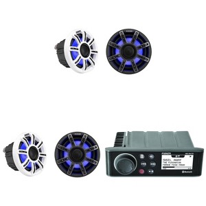 Fusion Entertainment MS-RA70 Marine Entertainment System with Bluetooth w/ (2 Pair) 51MSC654 - MSC 6.5-Inch Premium Marine 4-Ohm LED Coaxial System... - 1 of 4