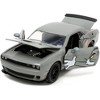 2015 Dodge Challenger Hellcat Gray with "Tom" Graphics and Jerry Diecast Figure "Tom and Jerry" 1/24 Diecast Model Car by Jada - 2 of 4