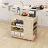LunaLulinlk Kitchen Island Cart, Modern Kitchen Island with Storage Drawer Wine Rack Lockable Casters - 3 of 4