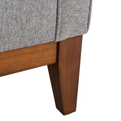 Gray Velvet and Wood Accent Chair with Tufted Design