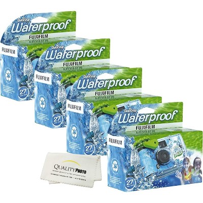Fujifilm Quick Snap Waterproof 27 exposures 35mm Camera 800 Film, 1 Pack + Quality Photo Microfiber Cloth
