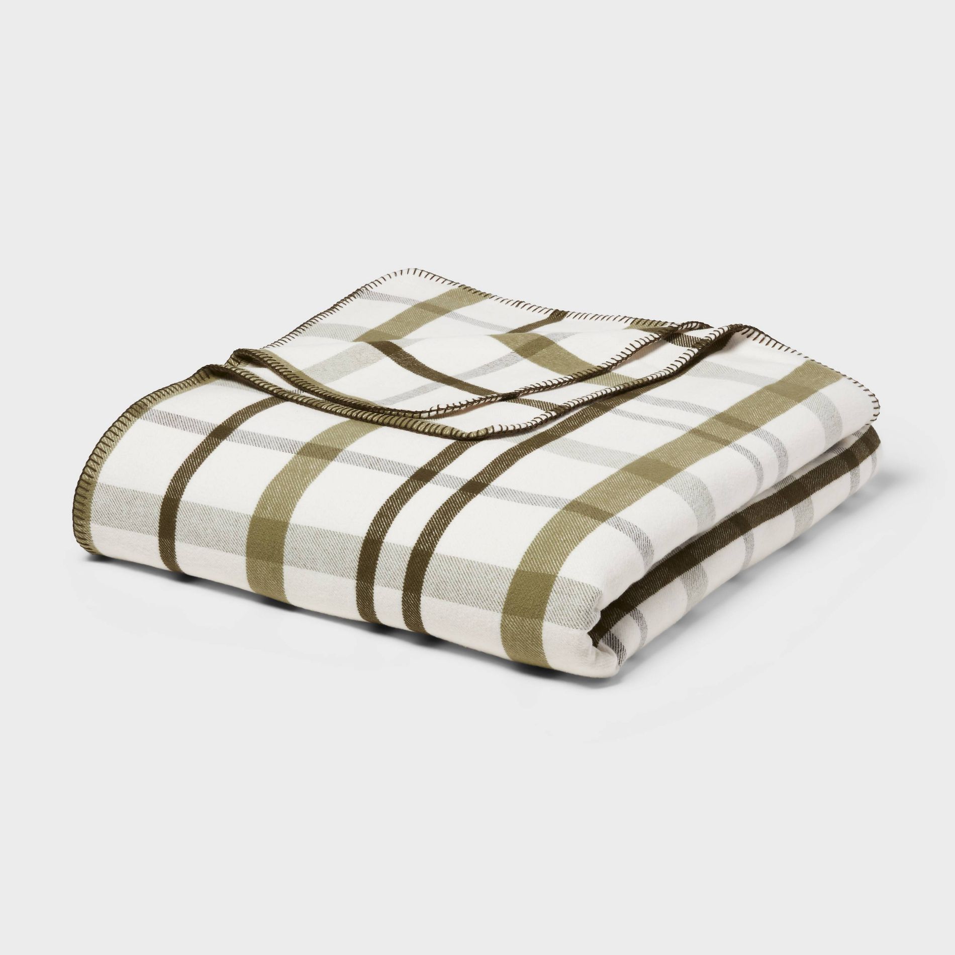 King Brushed Cotton Blanket Green Plaid - Threshold™