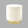 Sapphtopaz Modern Ottoman with Stripes Tufted Upholstered Accent Stool with Gold Finish Metal Base Round Footstool for Living Room, Entryway - 3 of 4