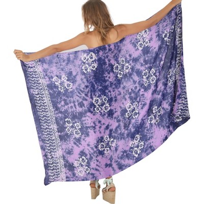 LA LEELA Women's Sarong Wrap Swimwear Cover up Wraps One Size Orchid Hibiscus