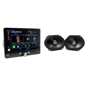 Jensen CAR813 8" Touch Screen Digital Multimedia Receiver Wireless or Wired Apple CarPlay and Android Auto Compatible with 1 Pair JVC CS-DR6821 300... - 1 of 3